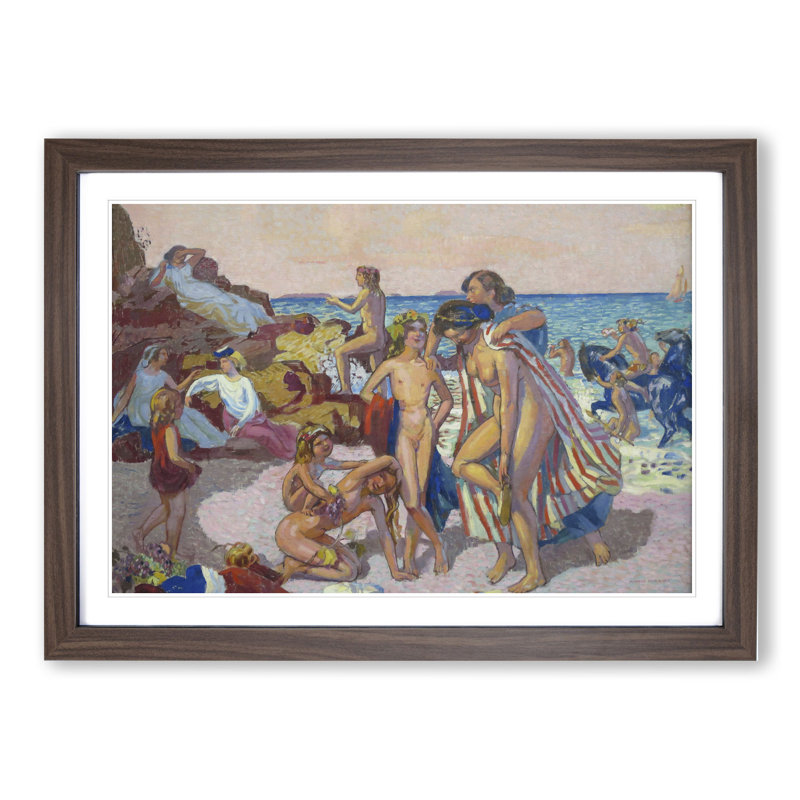 Bacchus and Ariadne by Maurice Denis - Picture Frame Painting, Walnut Framed, 48cm H x 65cm W x 2cm D