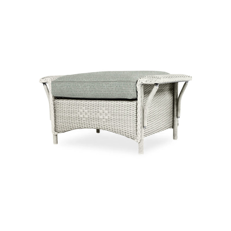 Nantucket Outdoor Ottoman, Consider Indigo, Matte White
