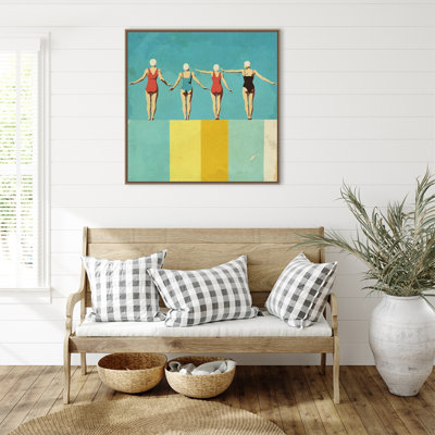 "Quatre chiffres sur la piscine" par Layla Oz, reproduction d'art sur toile encadrée
