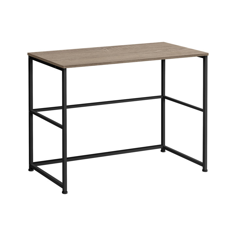 Bureau d'ordinateur de 40 pouces pour la maison - Stratifié taupe, pieds en métal noir, table de bureau contemporaine avec support pour ordinateur portable, design moderne