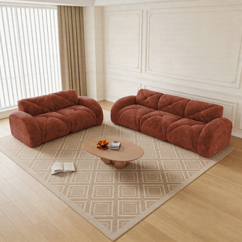 Ensemble de canapés modulaires en velours 2 pièces, canapé 5 places à assise profonde, 2 + 3 canapés confortables avec mousse 32D haute densité