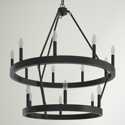 Emmalynn 15 - Light Steel Dimmable Round Chandelier