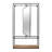 Wall Storage Unit with Metal Iron Frame, Wood Base, Glass Mirror, and Open Shelf.