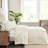 King Size 3 Piece Bedspread Cream. Split Corner Pleated. Microfiber. Fill. . Machine Washable Fascinating Bedding 2