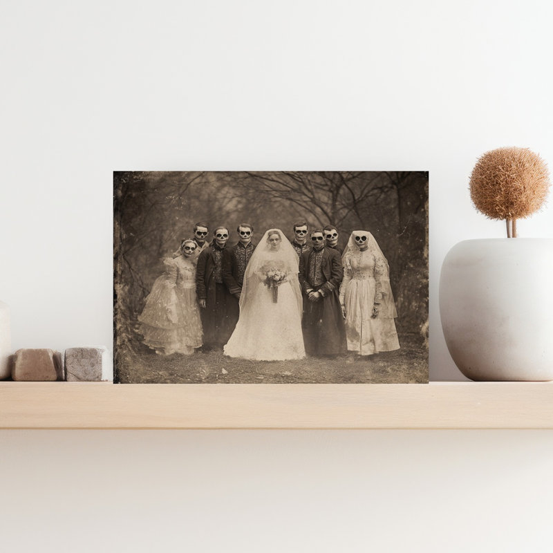 " Skeleton Wedding Party Gothic Vintage Abstract Forest Landscape Wall Art Print " Print, H 12 po x l 18 po