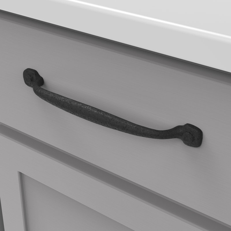 Poignée à poignée Refin Rustic Collection - 7-9 / 16 "Poignée d'armoire centre à centre en fer noir - Quincaillerie Craftsman pour tiroirs et armoires 
