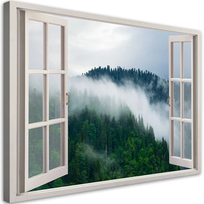 View Of A Forest In The Fog - Wrapped Canvas Print