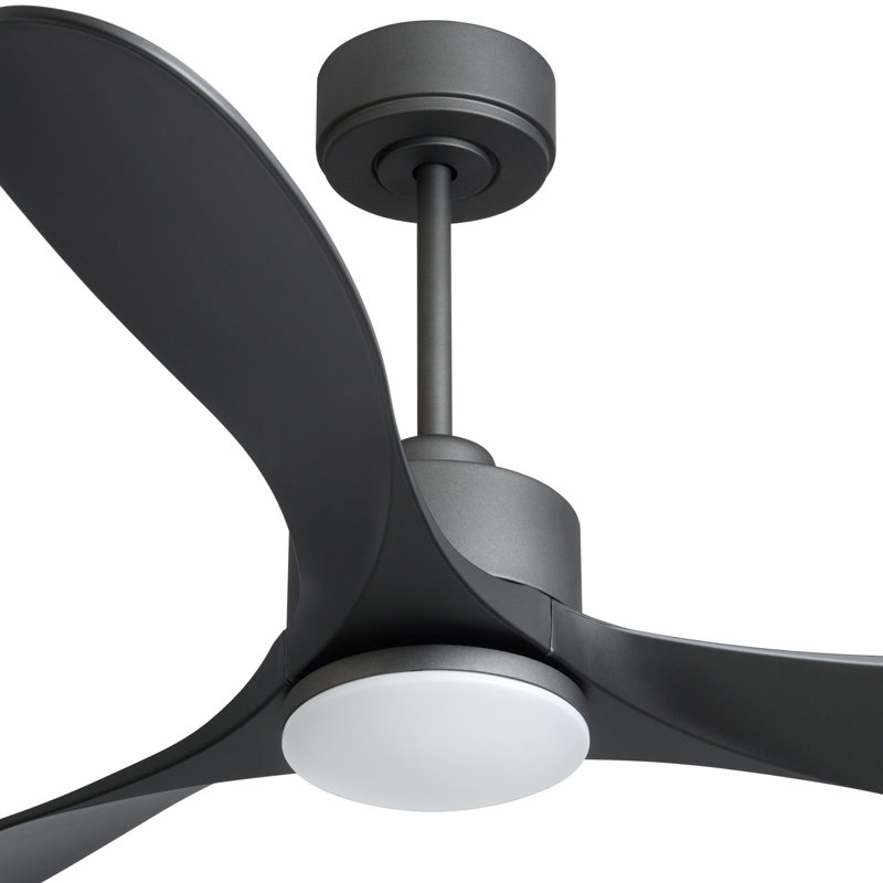 52'' Modern Ceiling Fan With 3 Blades, LED Light, Reversible DC Motor, And Smart Wifi Control, Matte Black