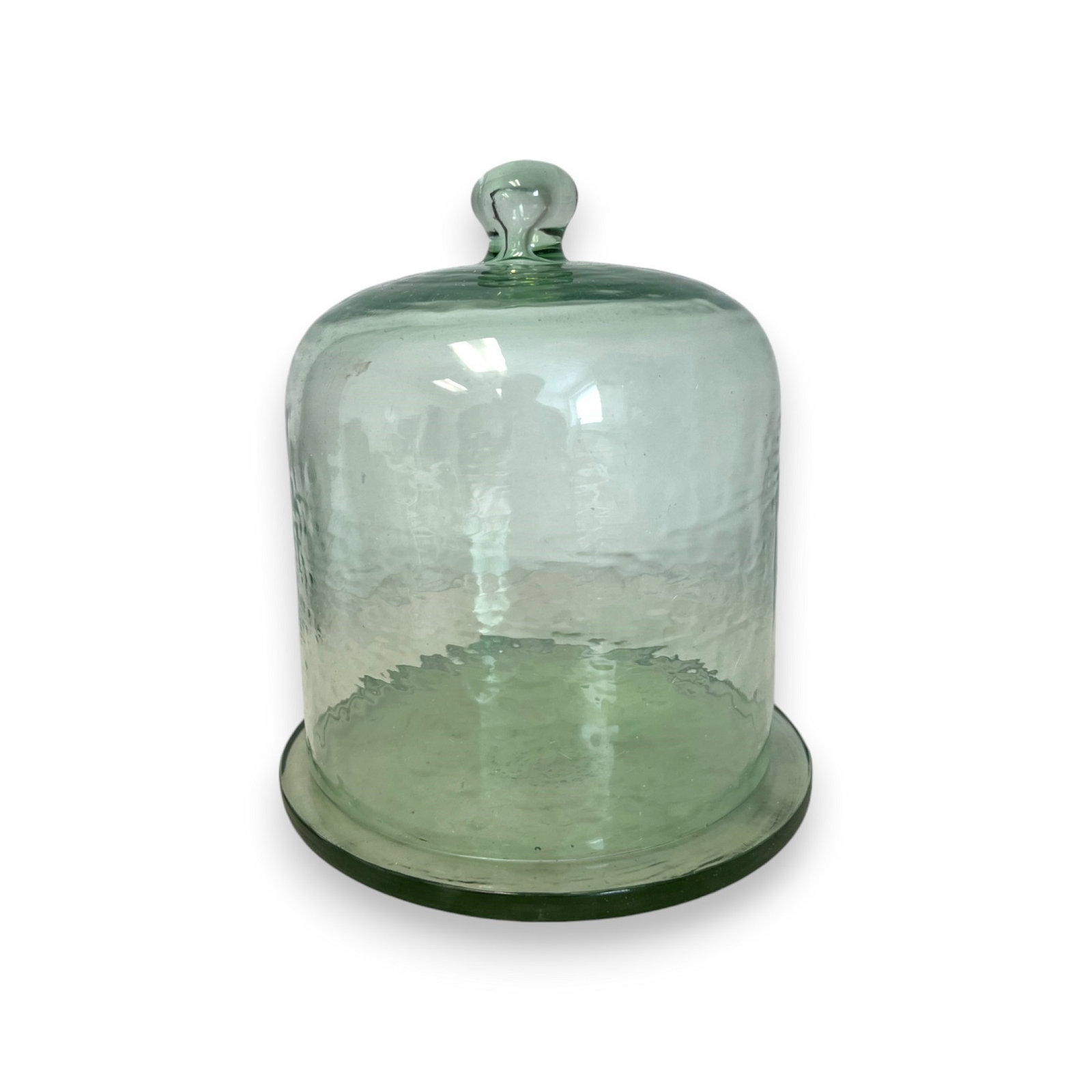 Cake Recycled Glass Dome W/Plate, 6.75" x 6" x 6", Light Green
