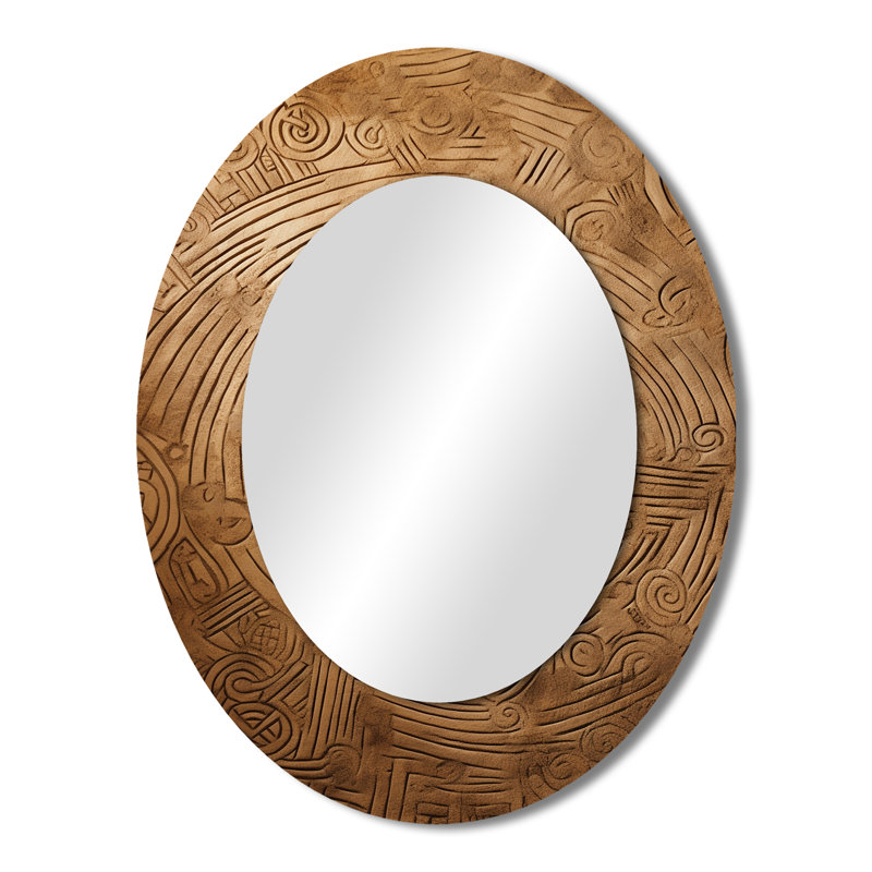 Gold Maze - Miroir mural beige bohème, 43 po x 33 po