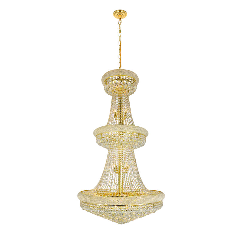 Plafonnier encastré empire en cristal 32 lumières Ston Easton, 36 po / or / coupe royale