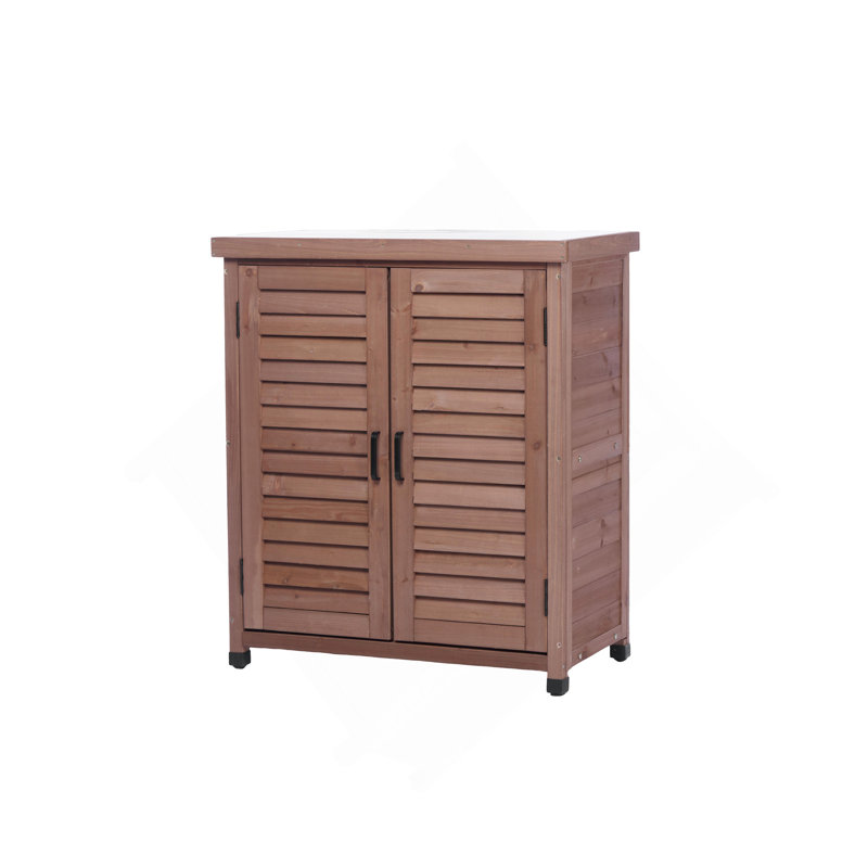 Potting Bench With Storage Cabinet And Metal Table Top For Outdoor Patio