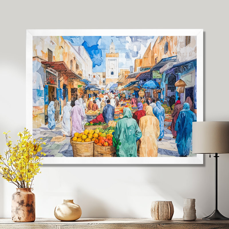 «Fez Frenzy Fez Morocco I», art mural impression de paysage, H 12 po x l 20 po, Blanc