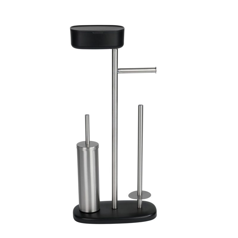 WENKO Free-Standing Toilet Brush and Holder, Black