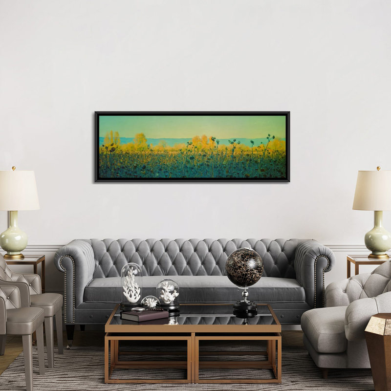 «Sunflowers in Autumn», impression sur toile, H 16 po x l 20 po x P 60 po, Toile avec cadre noir