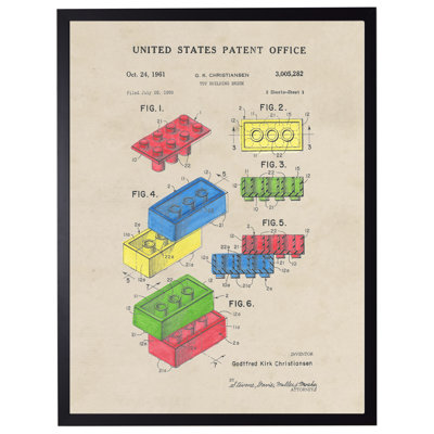 Toy Building Brick Patent in Black Frame