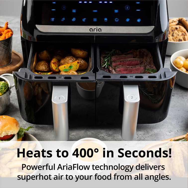 Aria Air Fryers Aria 9.4 liter Dual Basket Air Fryer with Smart