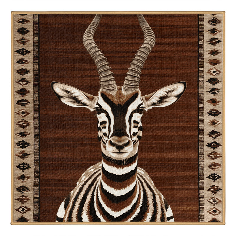 Washable Kudu Wildlife Area Rug, Square 3'