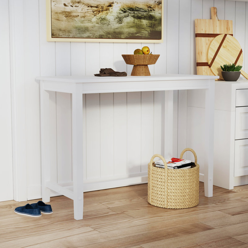 Bartonville Solid Wood Base Pub Table, 36" H x 47.25" L x 23.75" W, White