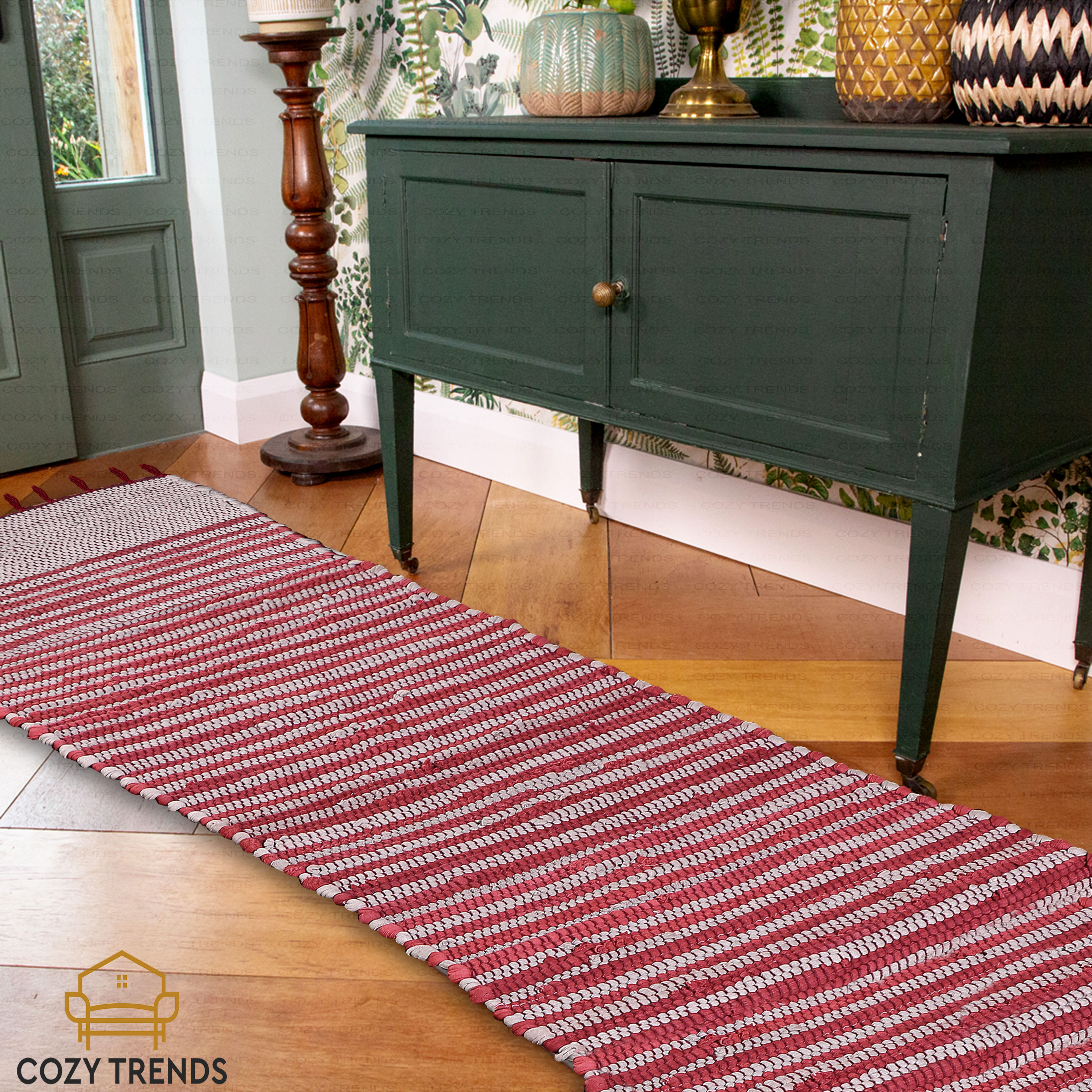 Kitchen Runner Rug/ Mat Cushioned Cotton Hand Woven Anti-Fatigue