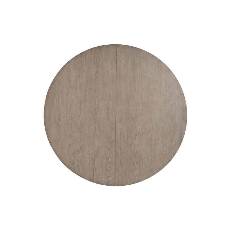 Gray Oak Extendable Round Mid-century Modern Dining Table