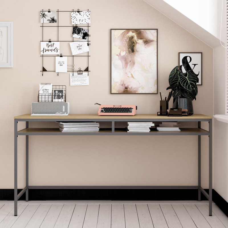 Giamanco Computer Desk, Oak, Gray