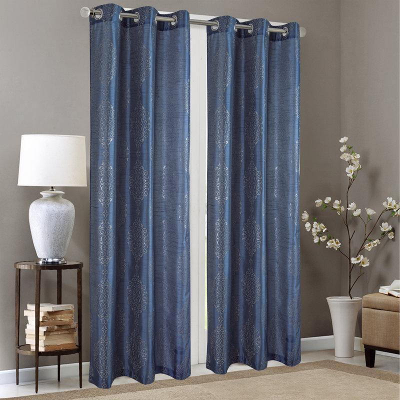 Panneau de rideau semi-transparent avec œillets Riverside, Bleu marine