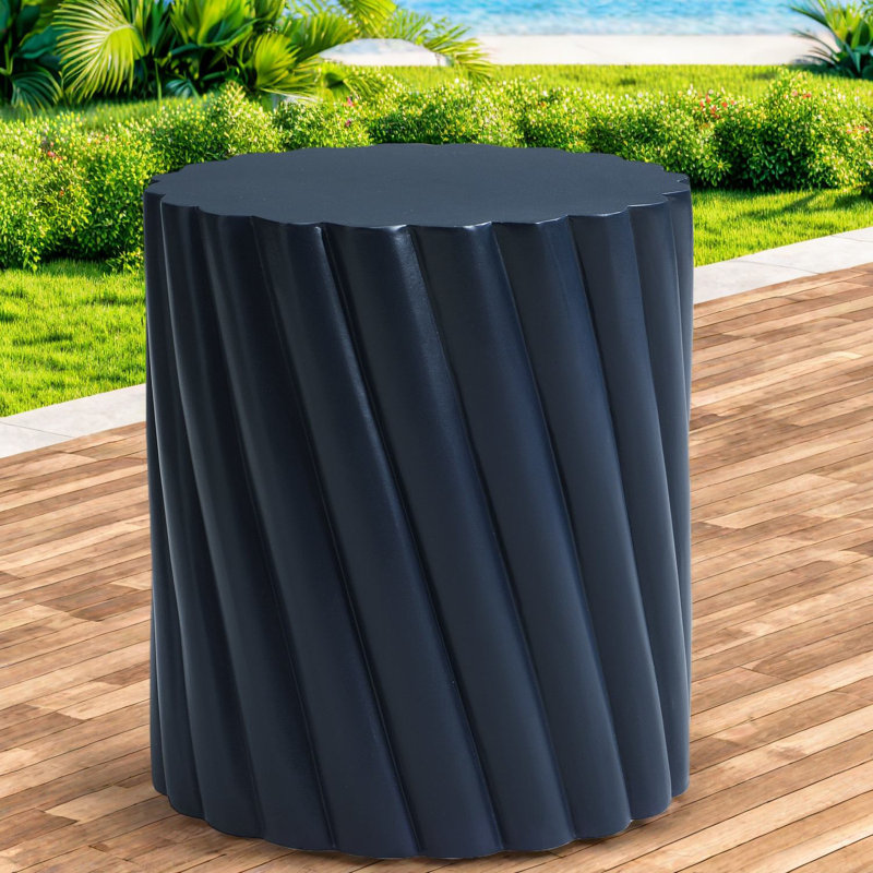 Compact Patio Tables, Mgo 16.02 Inch Modern Fluted Accent For Patio