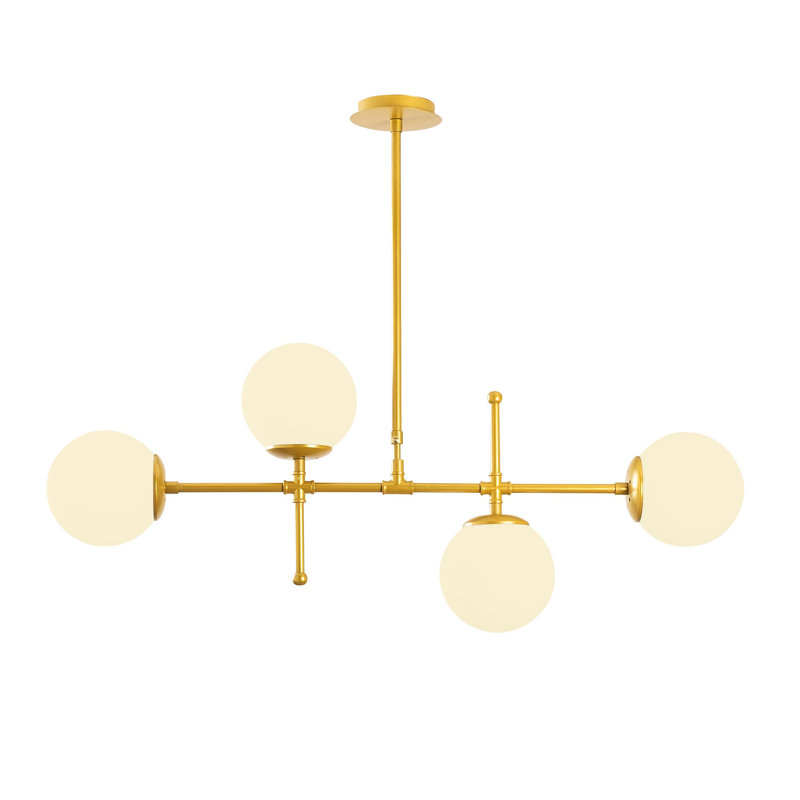 Hamilton 4 - Light Sputnik Chandelier, White, 32.4" H x 42.5" W x 5.9" D, Gold
