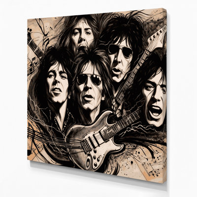 Music Rock and Roll Icons Beige Canvas Wall Art