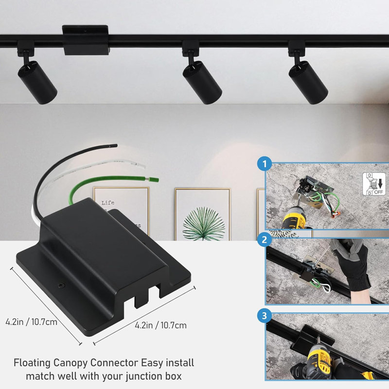 Luminaires de plafond noirs à 6 lumières avec rail de 6,6 pi de type H, GU10 (sans ampoules)