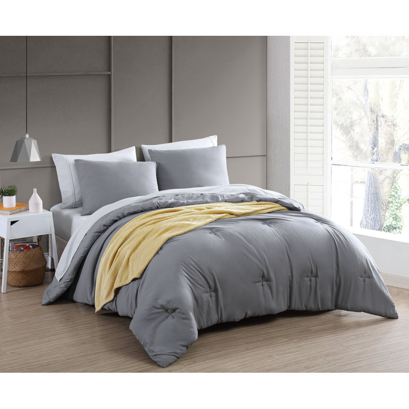 Ensemble d'édredon , Édredon grand et 7 pièces supplémentaires, Gris foncé