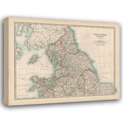 Art sur toile tendue Art Gallery, titre: Johnstons Map of England and Pays de Galles