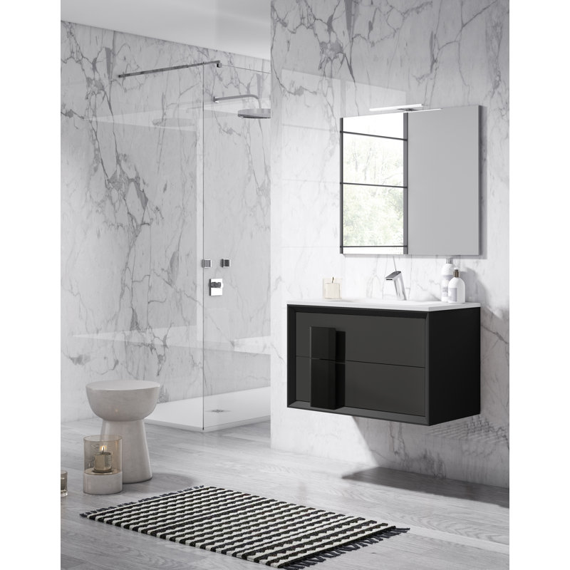 Zak Wall-Mounted Single Bathroom Vanity Set, Gray, 24", Gray