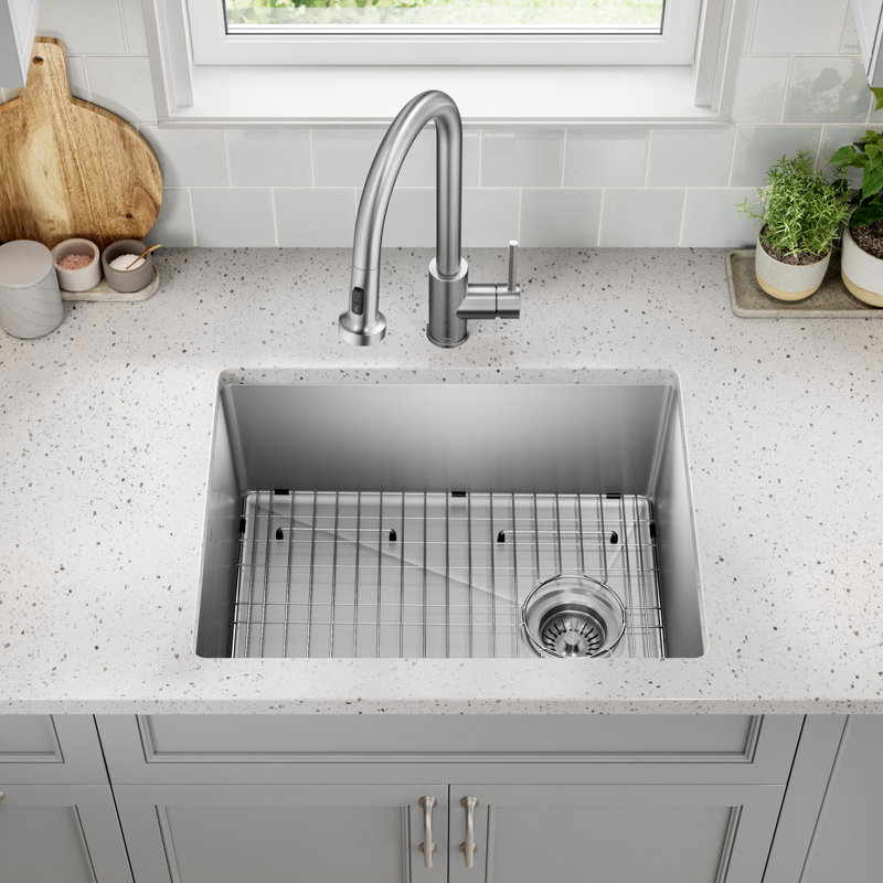KRAUS Fairlane 18-Gauge Stainless Steel Kitchen Sink, 8" H x 33" L x 22" W, Single Bowl