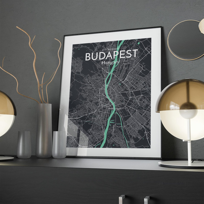 Budapest City Map In Dream - No Frame Print, 24cm H x 18cm W x 0.05cm D