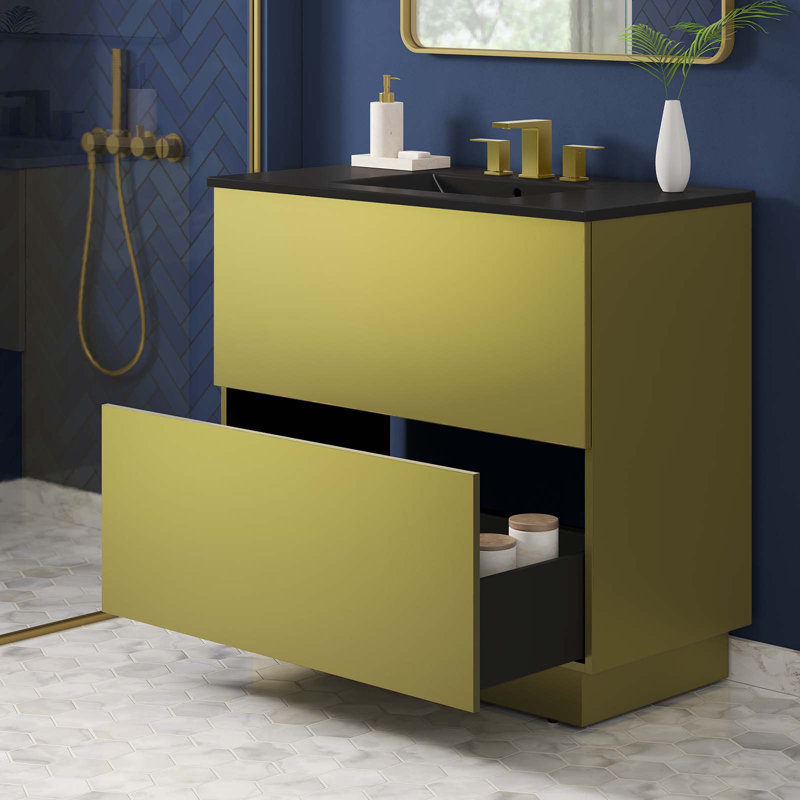 Meuble-lavabo sur pied simple 36 po Modway Quantum, Noir