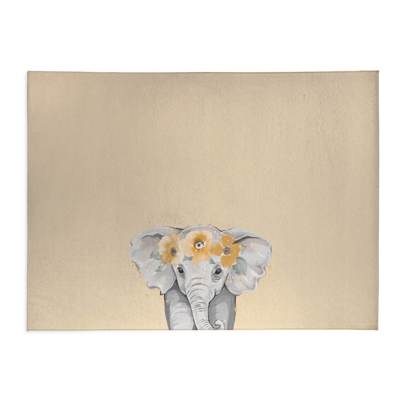 Elephant Kids Play Mat, Rectangle 4' x 6', Yellow
