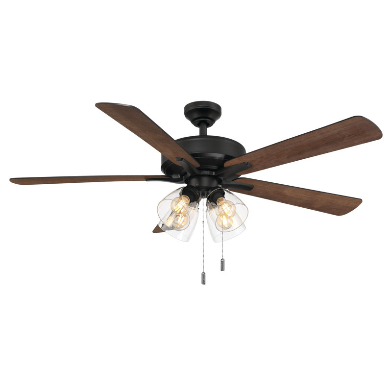 Pecos 52'' Ceiling Fan with Light Kit, Matte Black