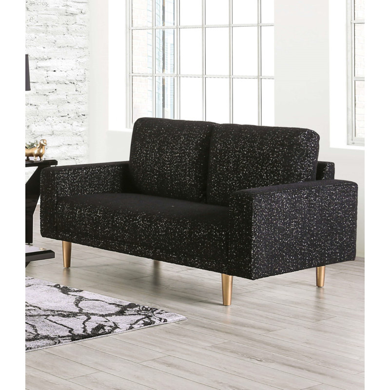 Causeuse contemporaine l 63,4 po, noir, Noir