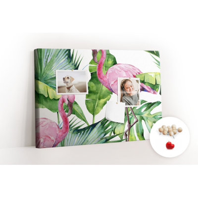 Wall Mounted cork board with print home decor message pin boards decorative bulletin board ideas Flamingos nature