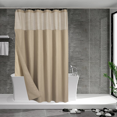 Rideau de douche Waffle Weave avec doublure à encliqueter, 12 crochets inclus