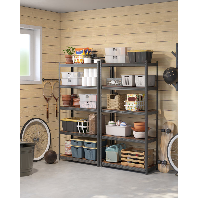 Desi Steel Standard Bookcase, 180cm H x 90cm W x 40cm D, Rustic Brown/Black