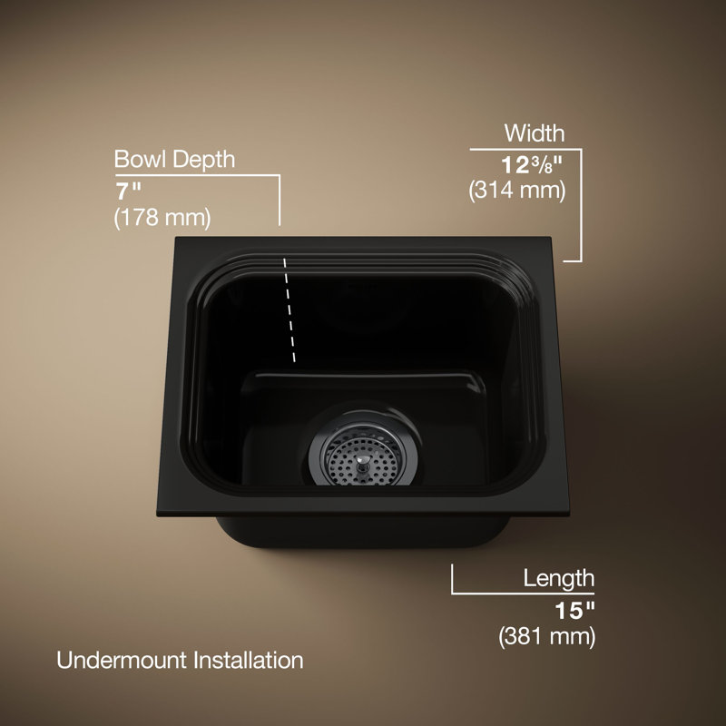 Northland™ 15" L x 12.38" W Undermount Kitchen Sink, Black