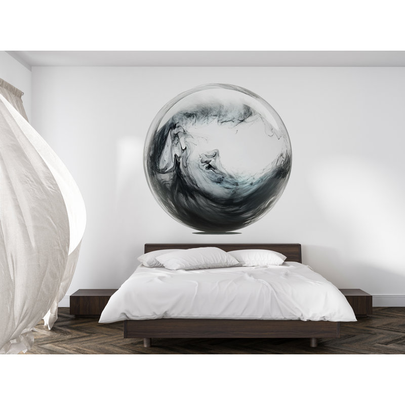 Abstrait mural sphère noire abstraite, art mural minimaliste, décor zen moderne, intérieur japonais, 428Mv, H 40 po x l 40 po