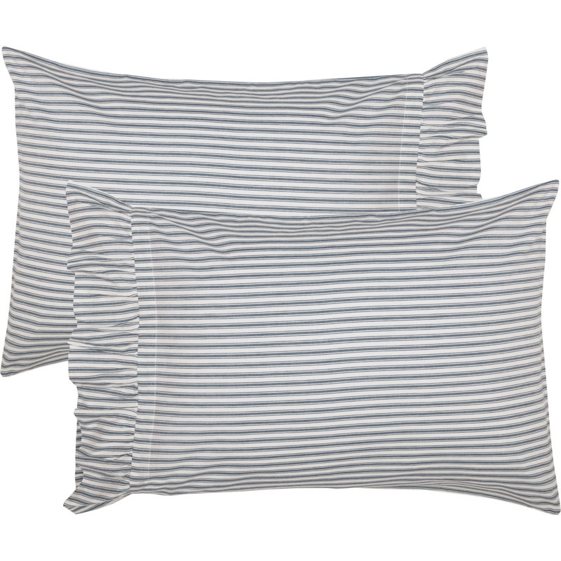 Taie d'oreiller rayée 100% coton à densité de tissage 136 fils Keansburg, Standard