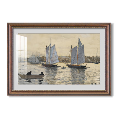 Deux goélettes, Gloucester, vers 1880 - Winslow Homer - Estampe encadrée sur mesure