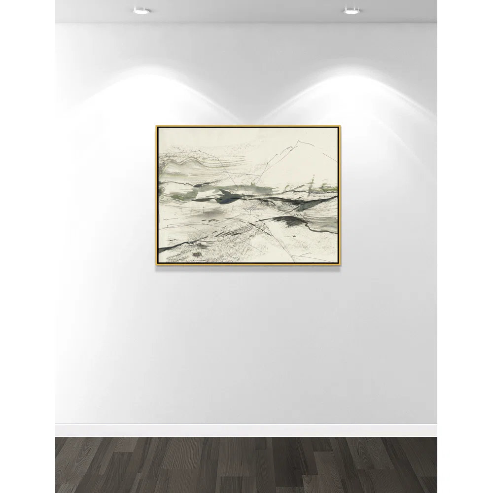 Green Sketches Print by PI Studio, 31.5" H x 41.5" W x 2" D, Gold Floater Framed, No Mat