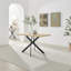 Aminata Veneer & Metal Round Dining Table With Arvey Oak Veneer Chairs - Modern Statement Design-1132904484-1132904485