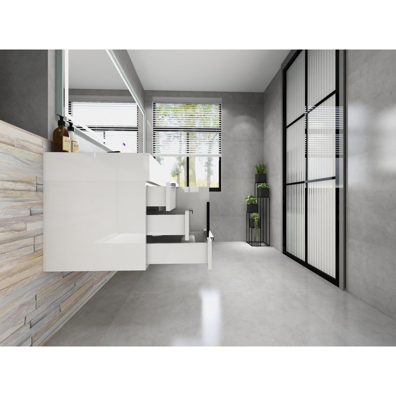 Jessica 84'' Single Bathroom Vanity with Acrylic Top, White